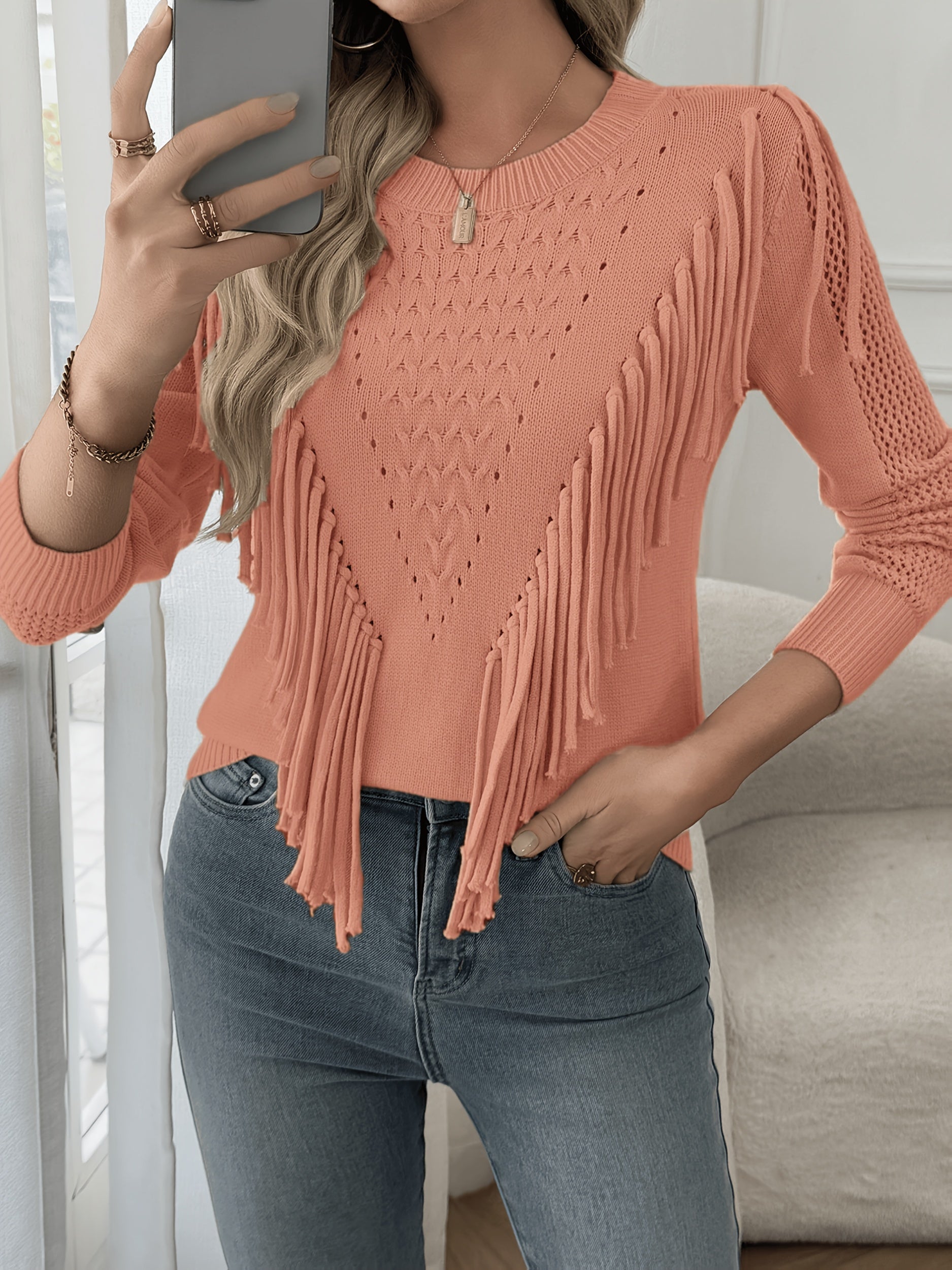 Renata | Fringed Sweater with Long Sleeve