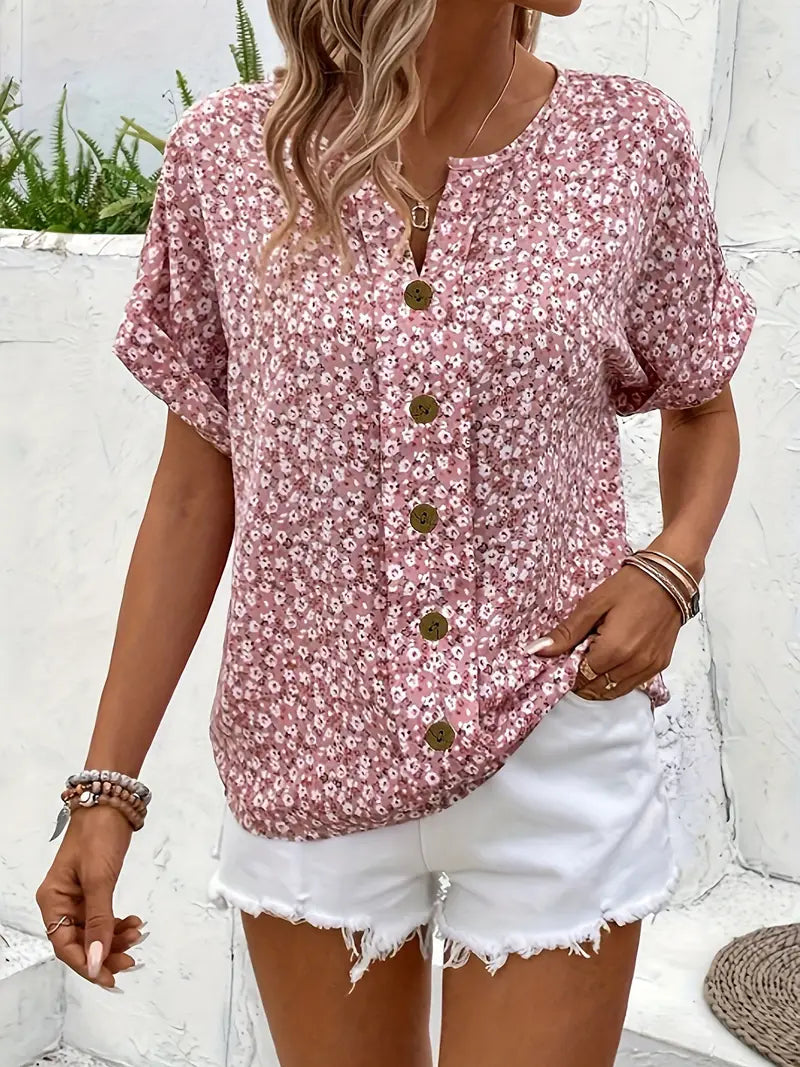 Magnolia | Floral Button-Front Blouse
