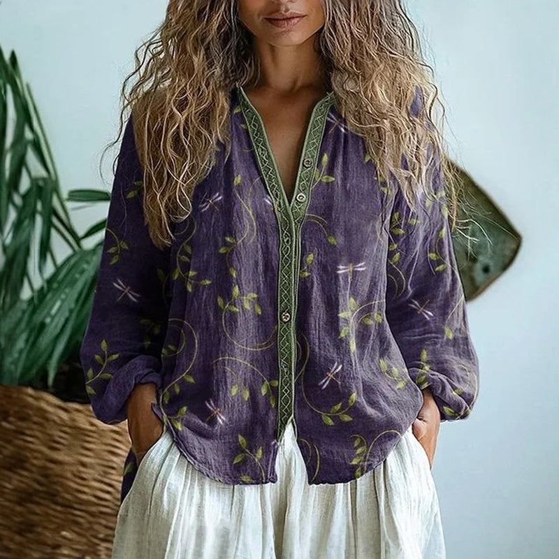 Veronica | intage Leaf Print Blouse