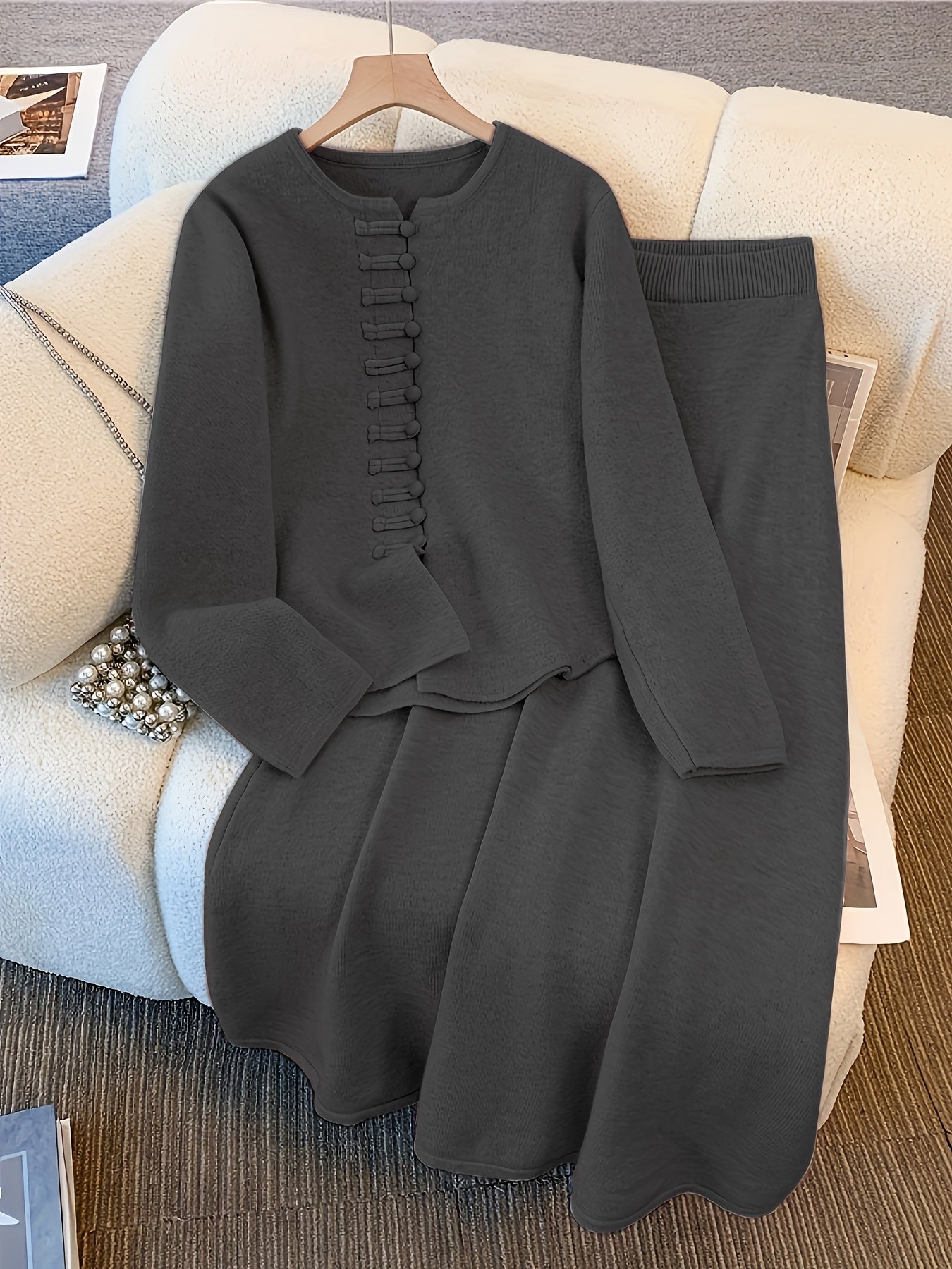 Anastasia | Button Up Cardigan Two Piece Set