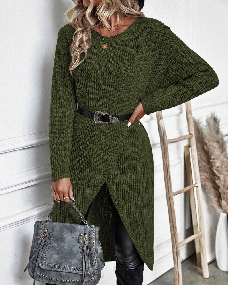 Cenelle | Long Plain Sweater Dress