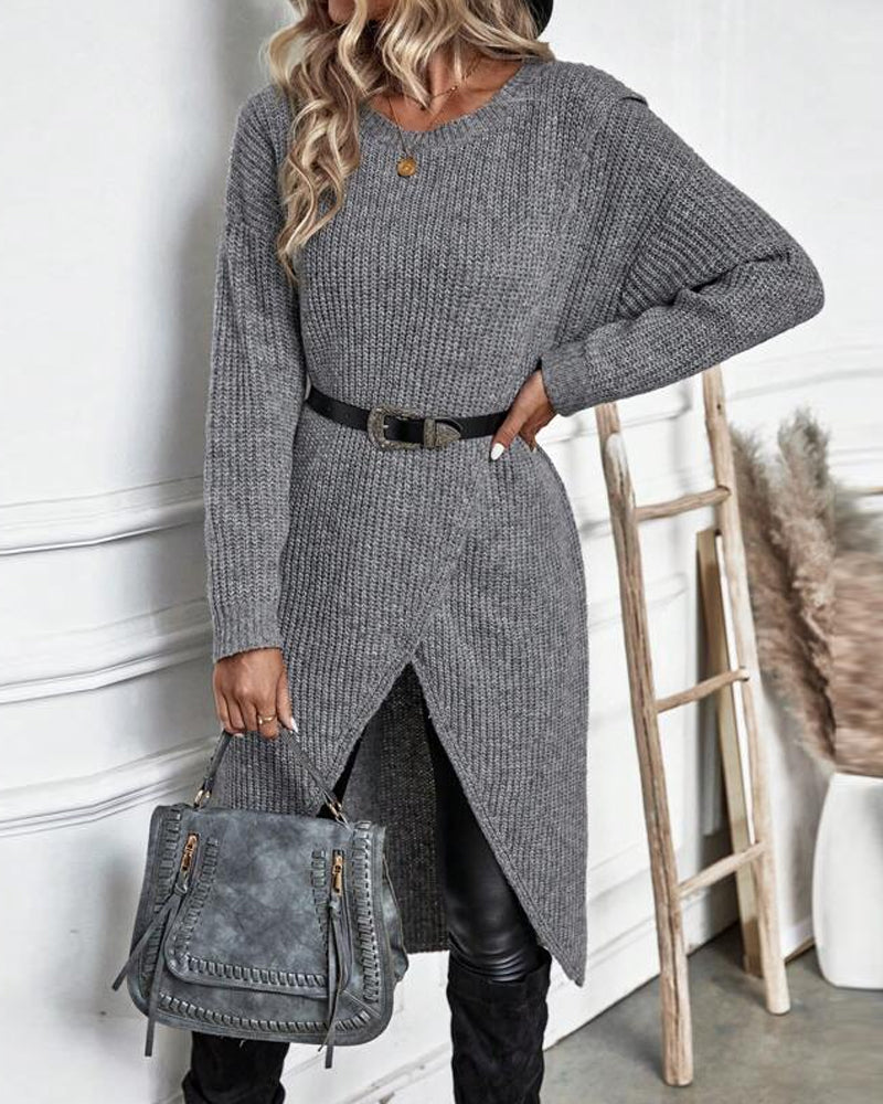 Cenelle | Long Plain Sweater Dress