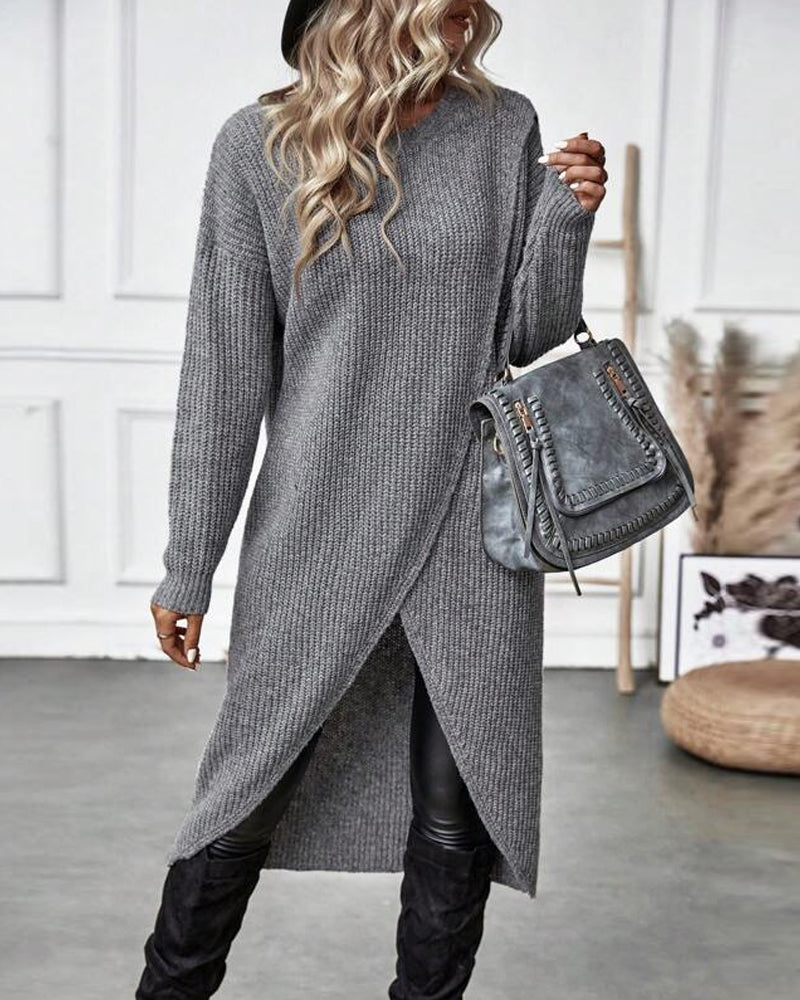 Cenelle | Long Plain Sweater Dress