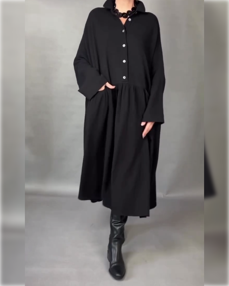 Delfina | Oversized Button Collar Dress