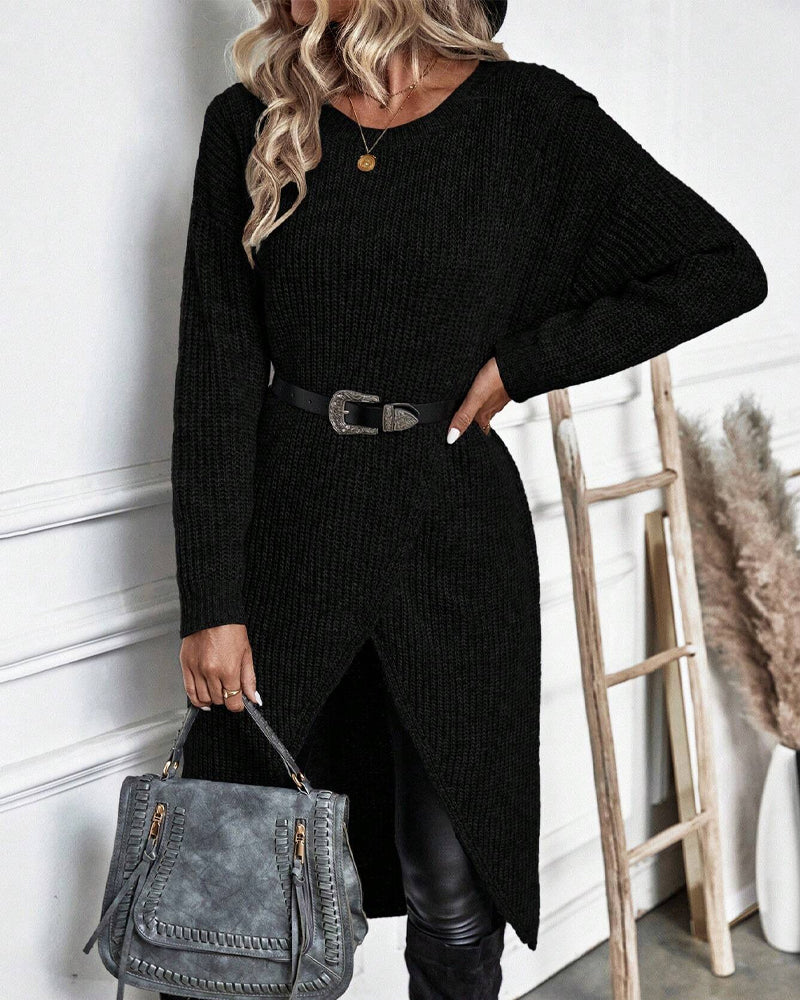 Cenelle | Long Plain Sweater Dress
