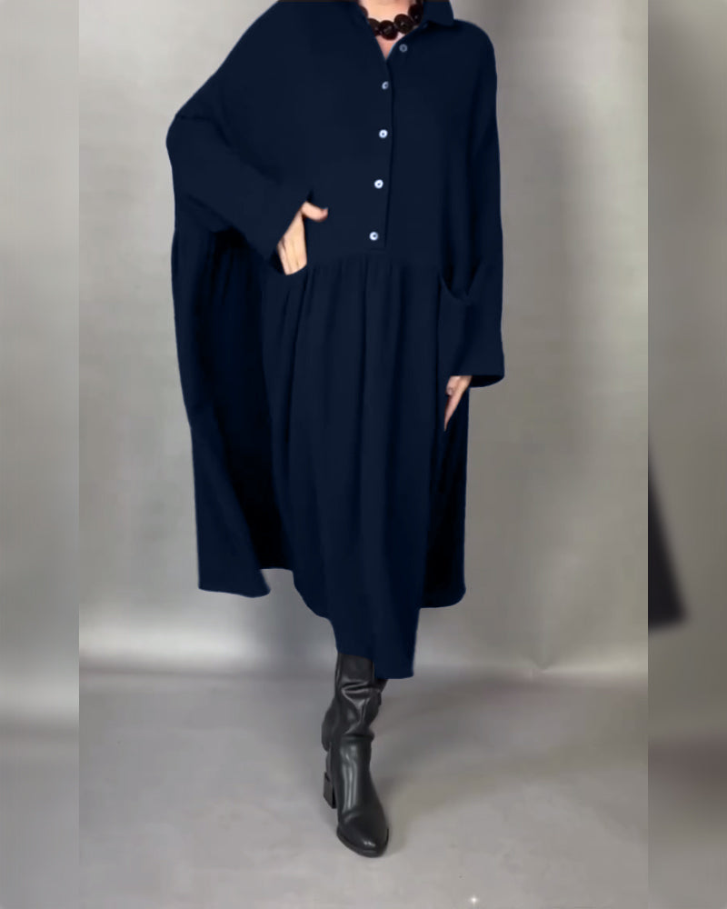 Delfina | Oversized Button Collar Dress