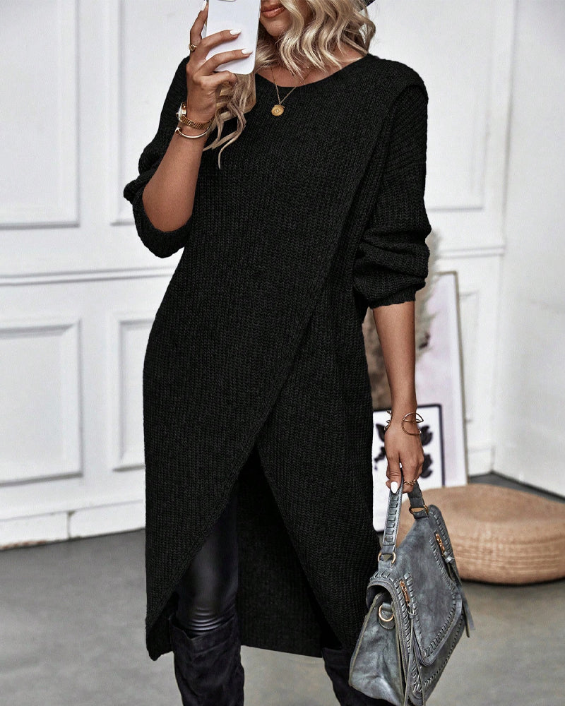 Cenelle | Long Plain Sweater Dress