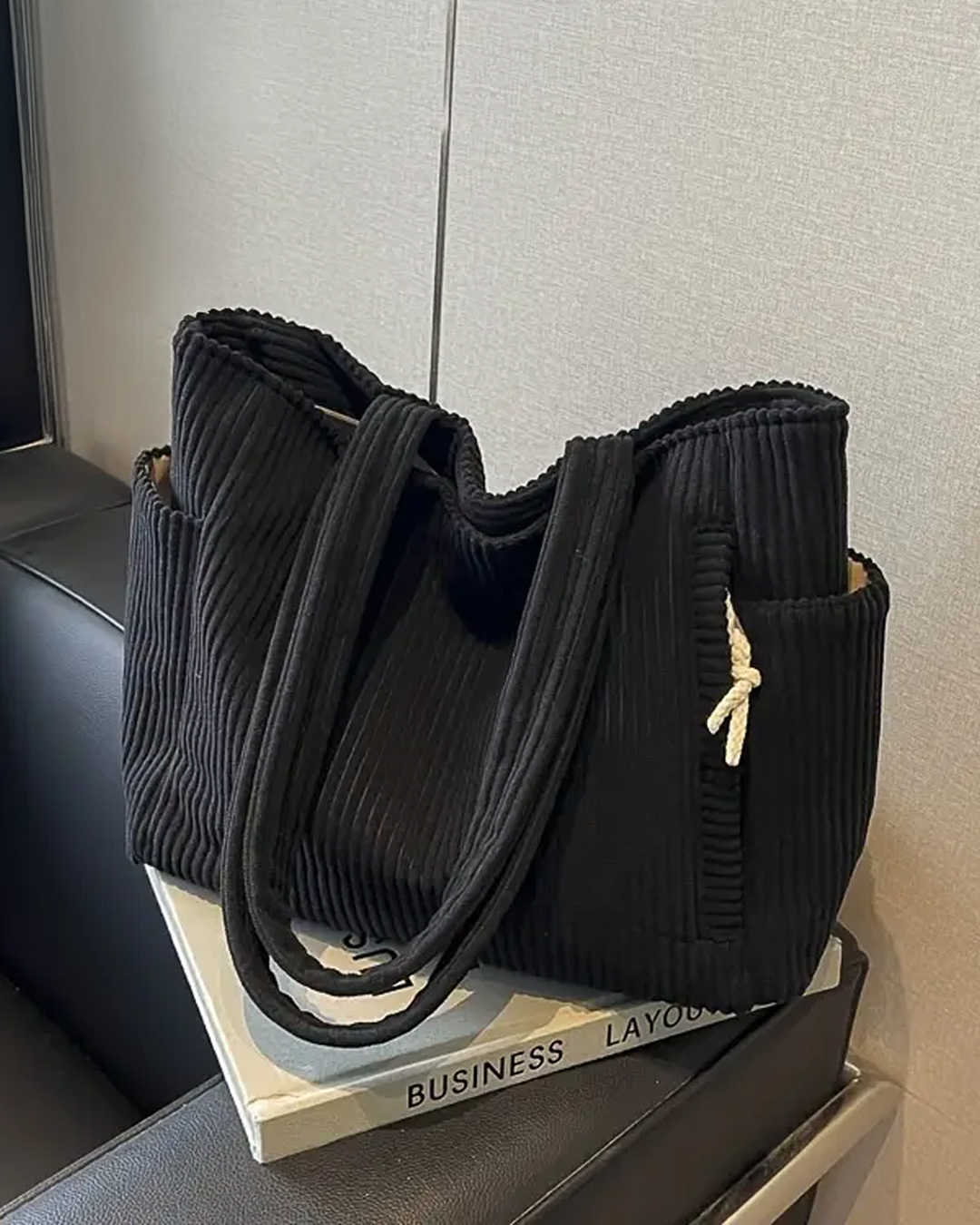 Amoria | Ribbed Tote Bag with Cord Detail