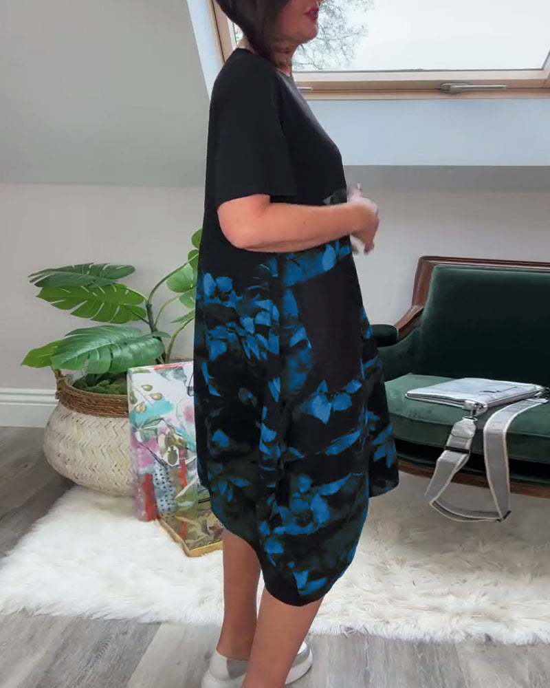 Marcelle | Floral Mosaic Round-Neck Dress