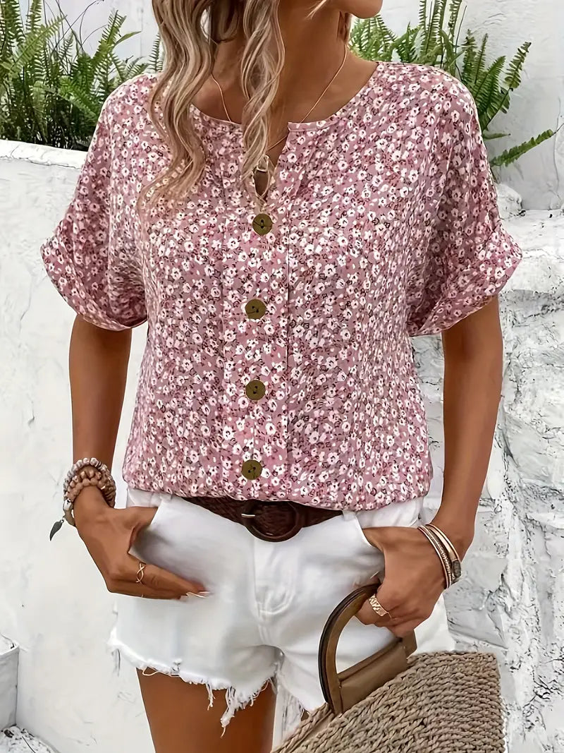 Magnolia | Floral Button-Front Blouse