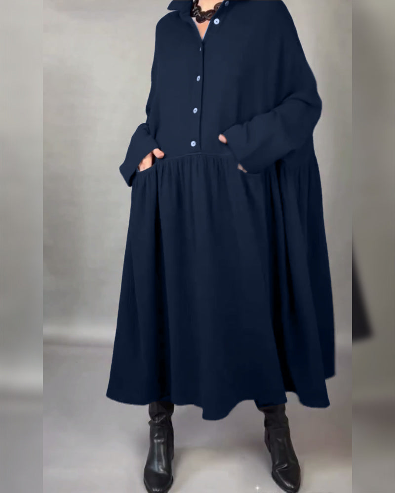Delfina | Oversized Button Collar Dress