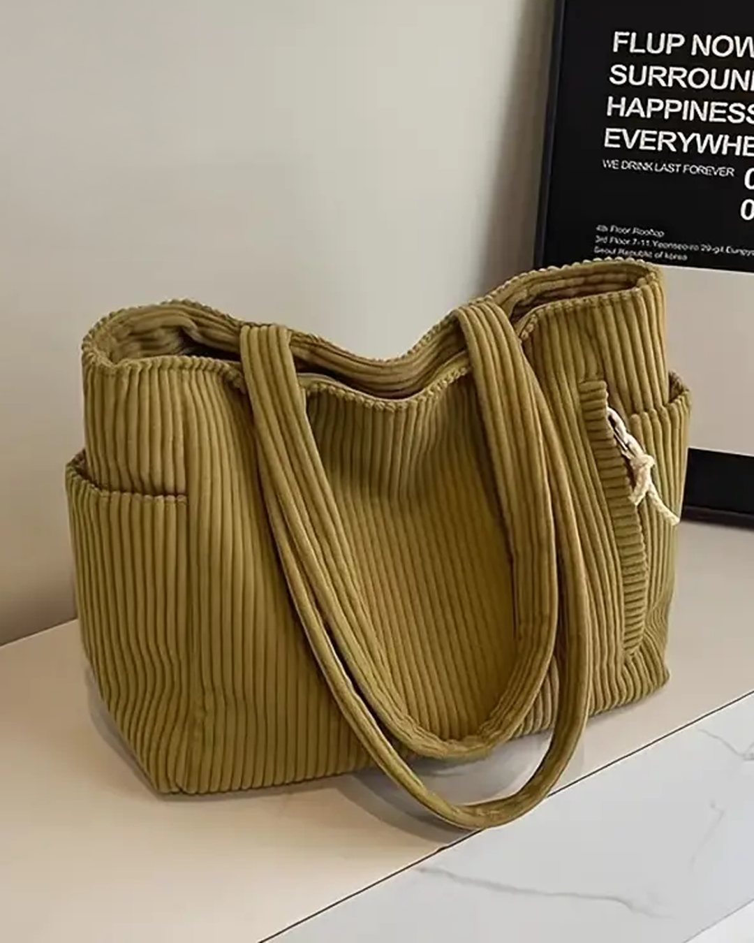 Amoria | Ribbed Tote Bag with Cord Detail