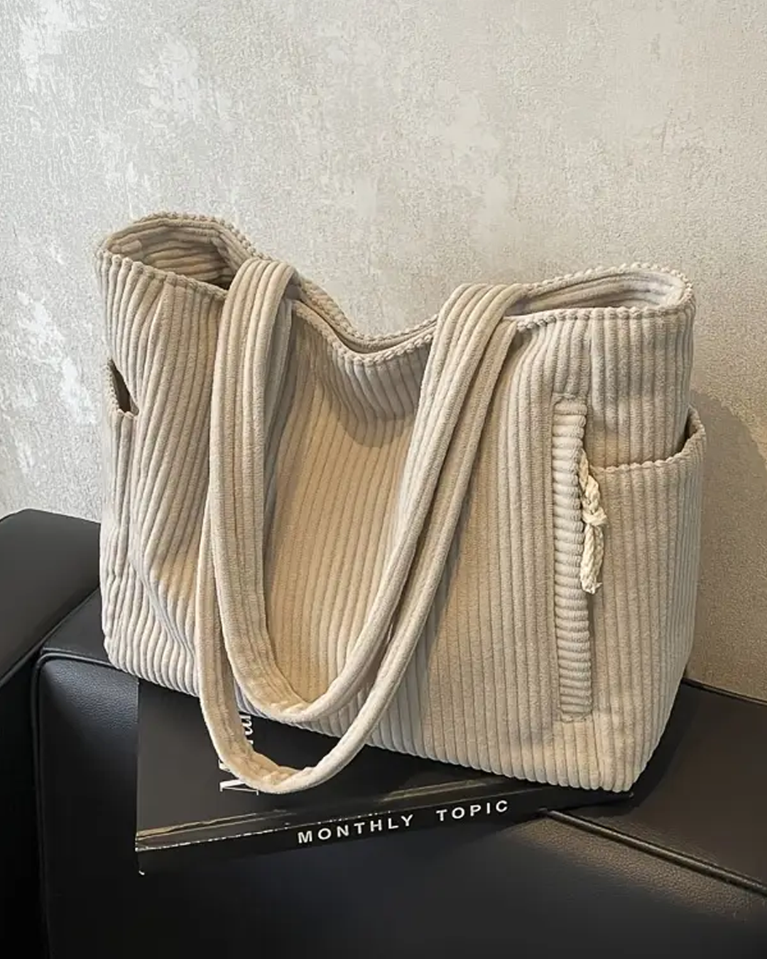 Amoria | Ribbed Tote Bag with Cord Detail