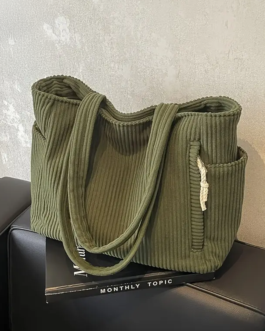 Amoria | Ribbed Tote Bag with Cord Detail