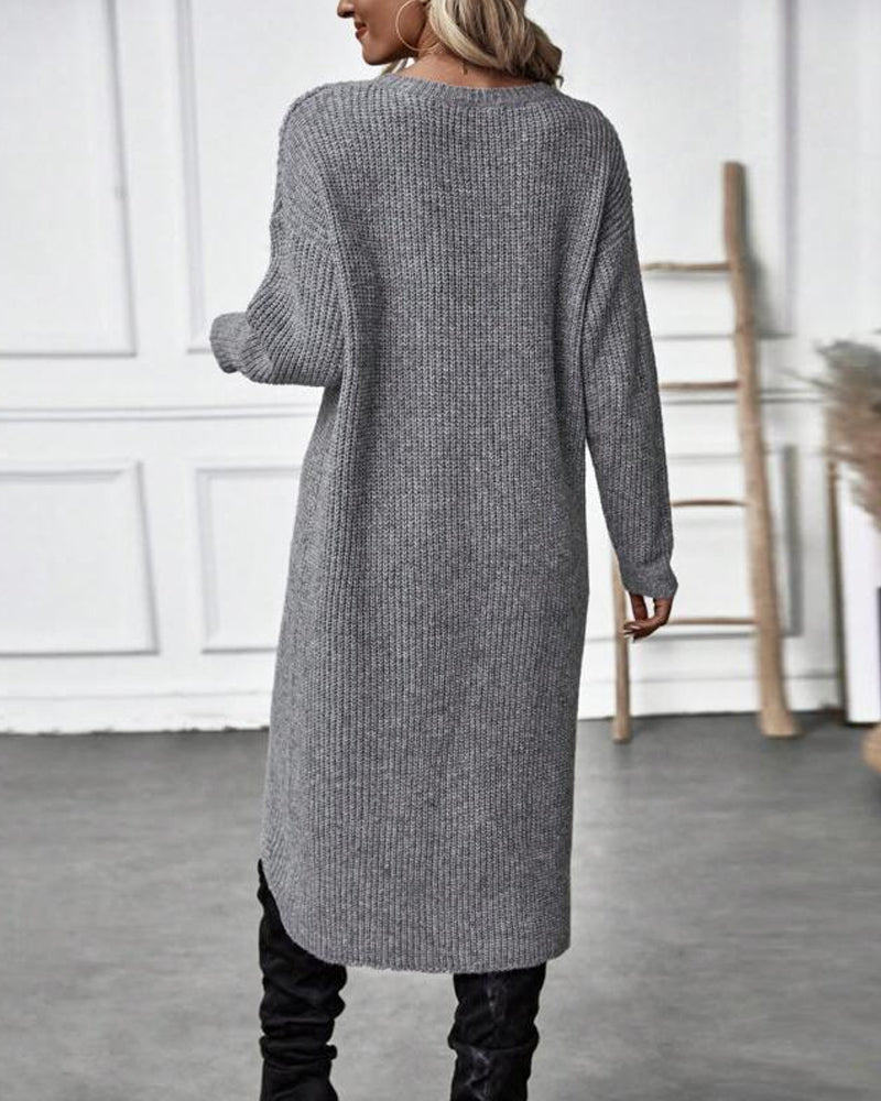 Cenelle | Long Plain Sweater Dress