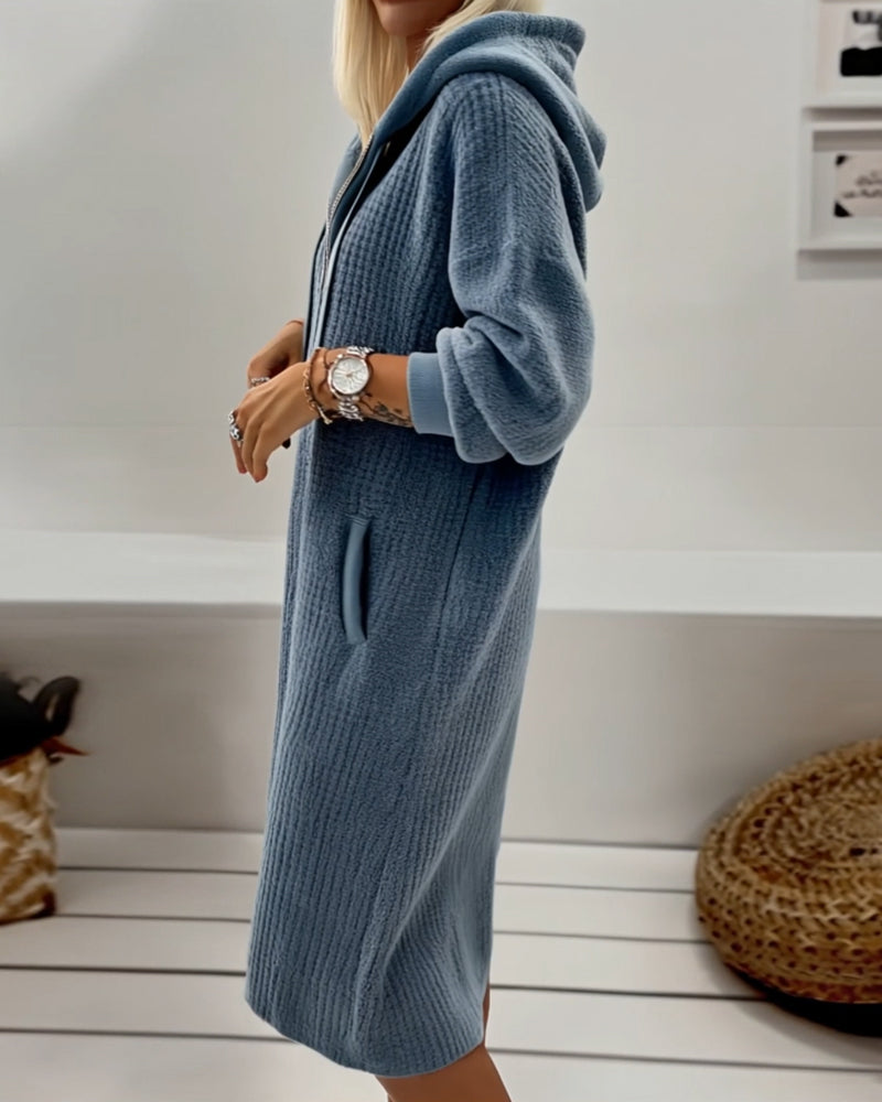 Amaris | Hooded Knit Fleece Dress