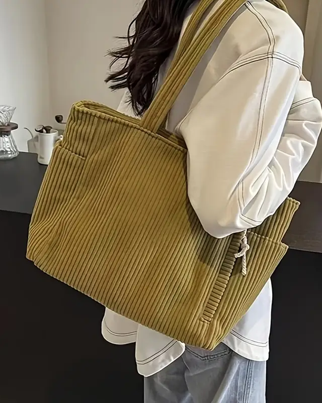 Amoria | Ribbed Tote Bag with Cord Detail