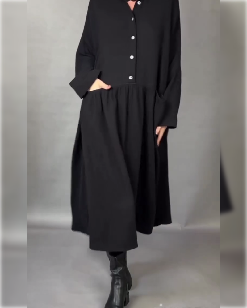Delfina | Oversized Button Collar Dress