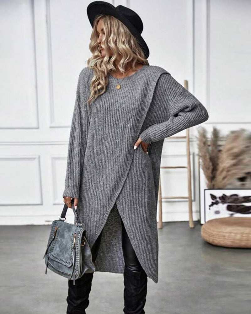 Cenelle | Long Plain Sweater Dress