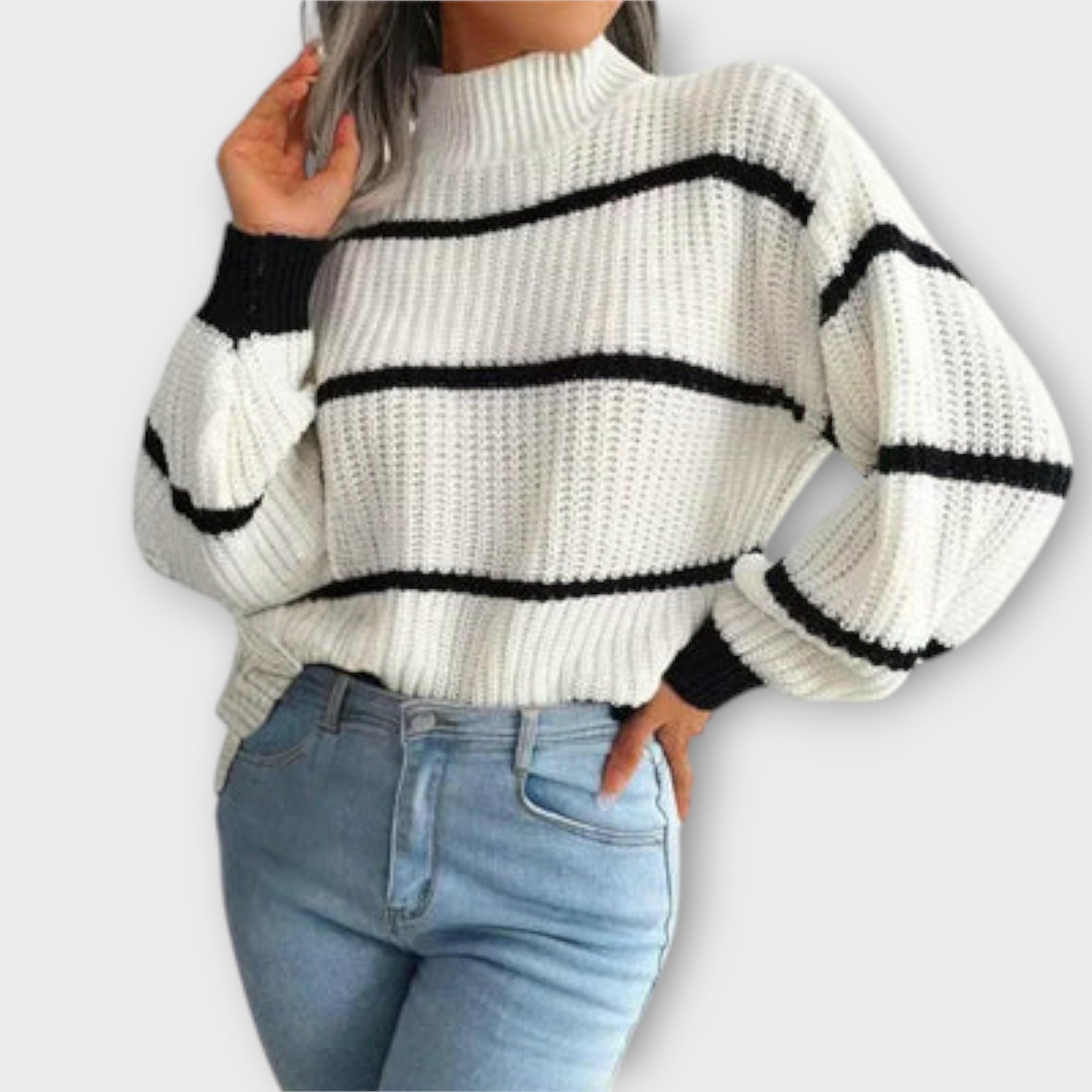 Amelith | Turtleneck Sweater with Stripes