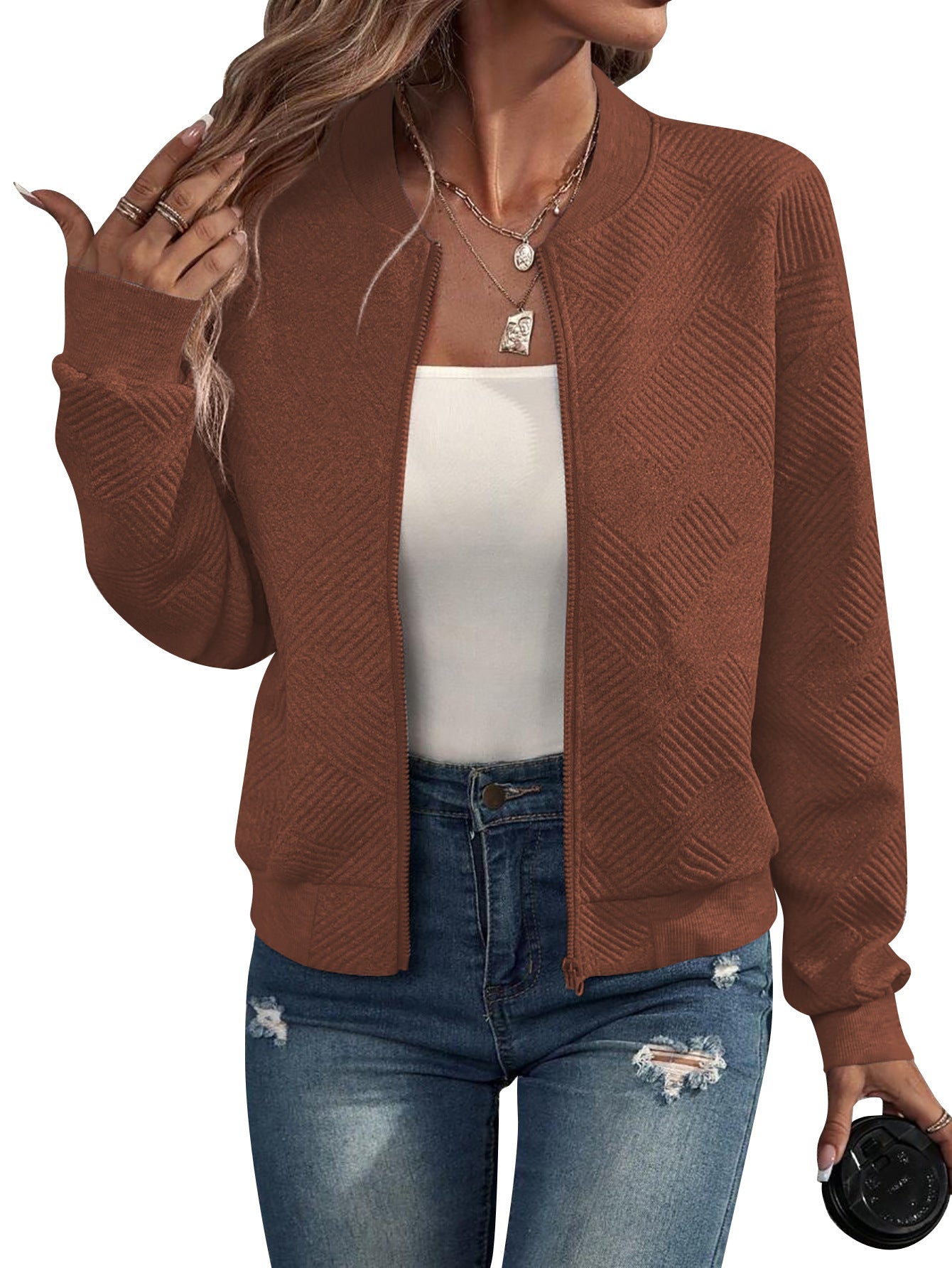 Maribel | Structured Zip-Up Bomber Jacket