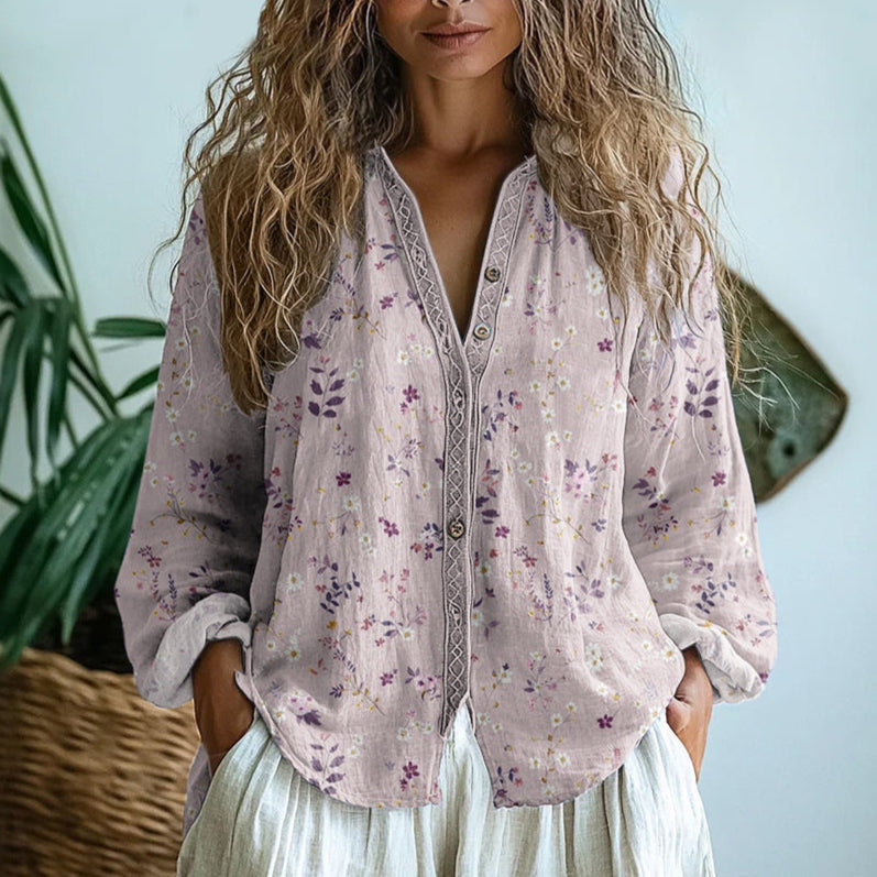 Veronica | intage Leaf Print Blouse