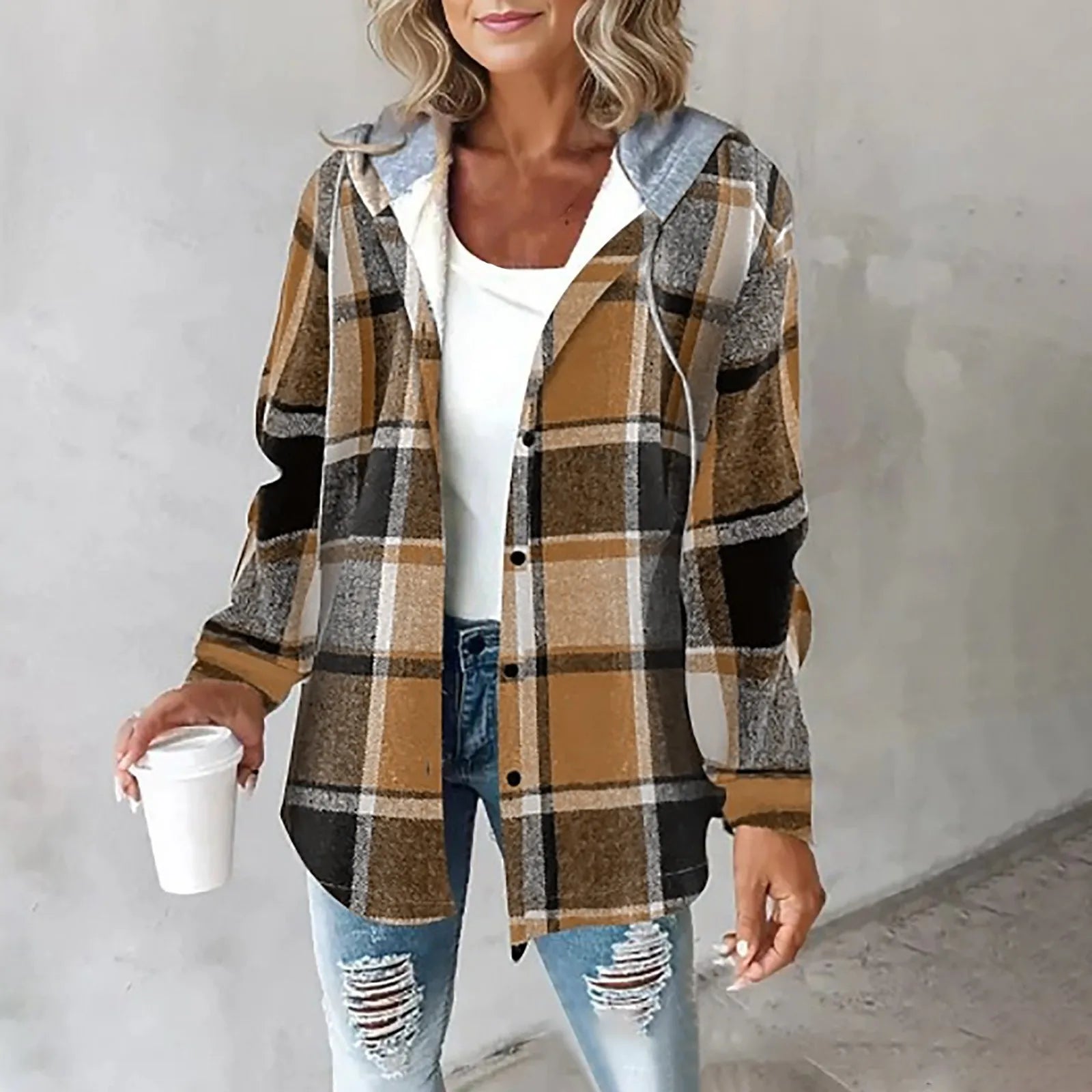Clarene | Plaid Long-Sleeve Hoodie