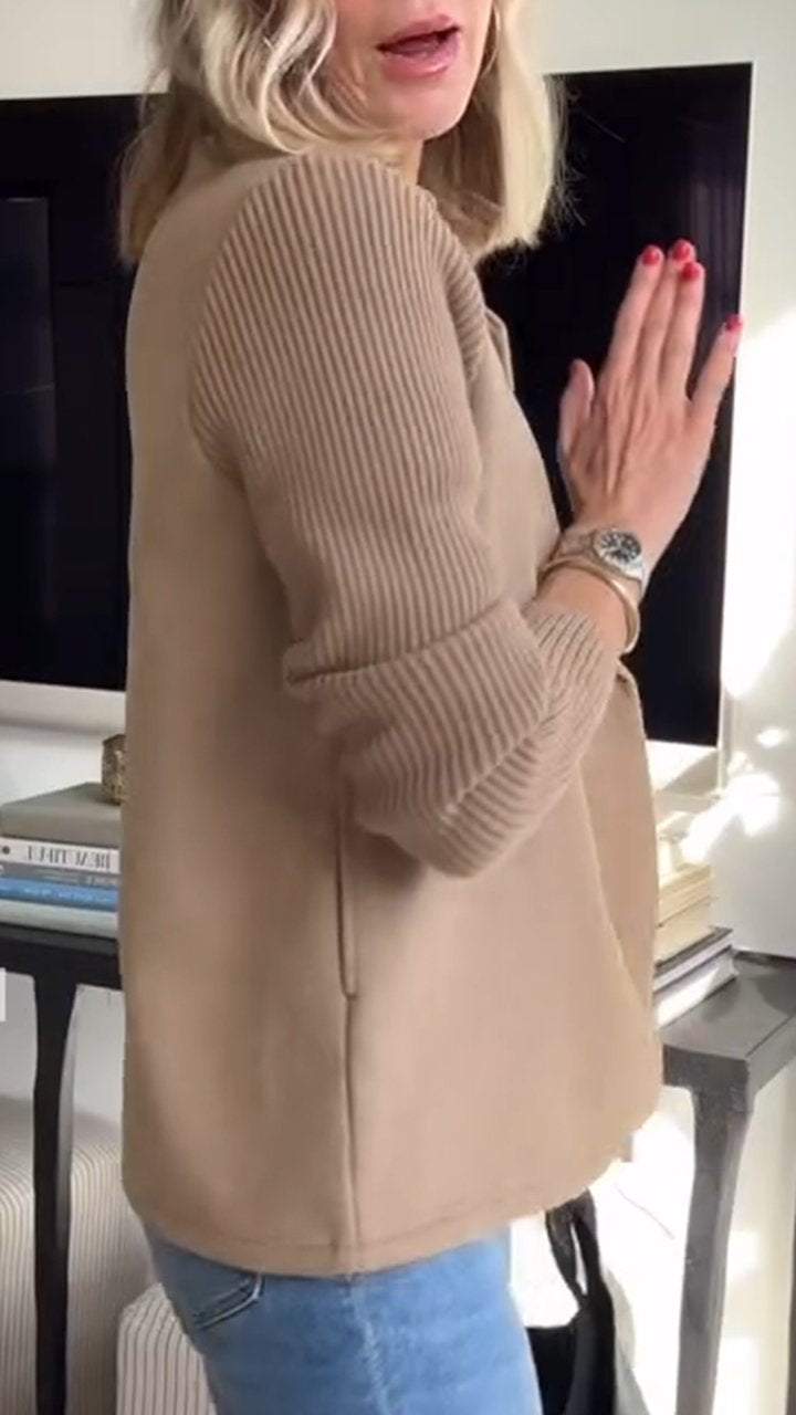 Fiona | Elegant Knit-Sleeve Blazer