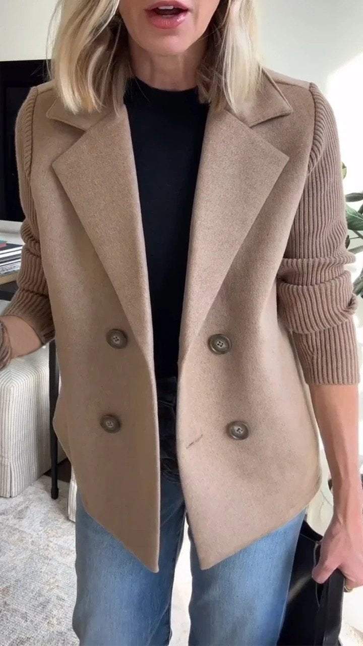 Fiona | Elegant Knit-Sleeve Blazer