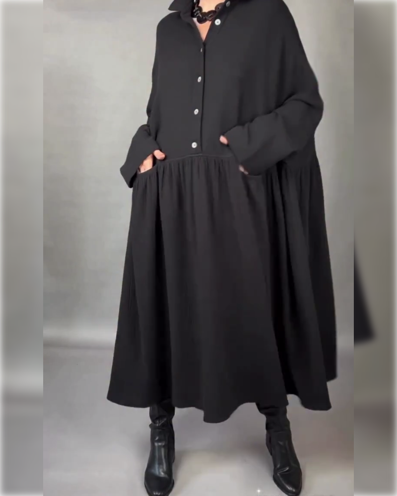 Delfina | Oversized Button Collar Dress