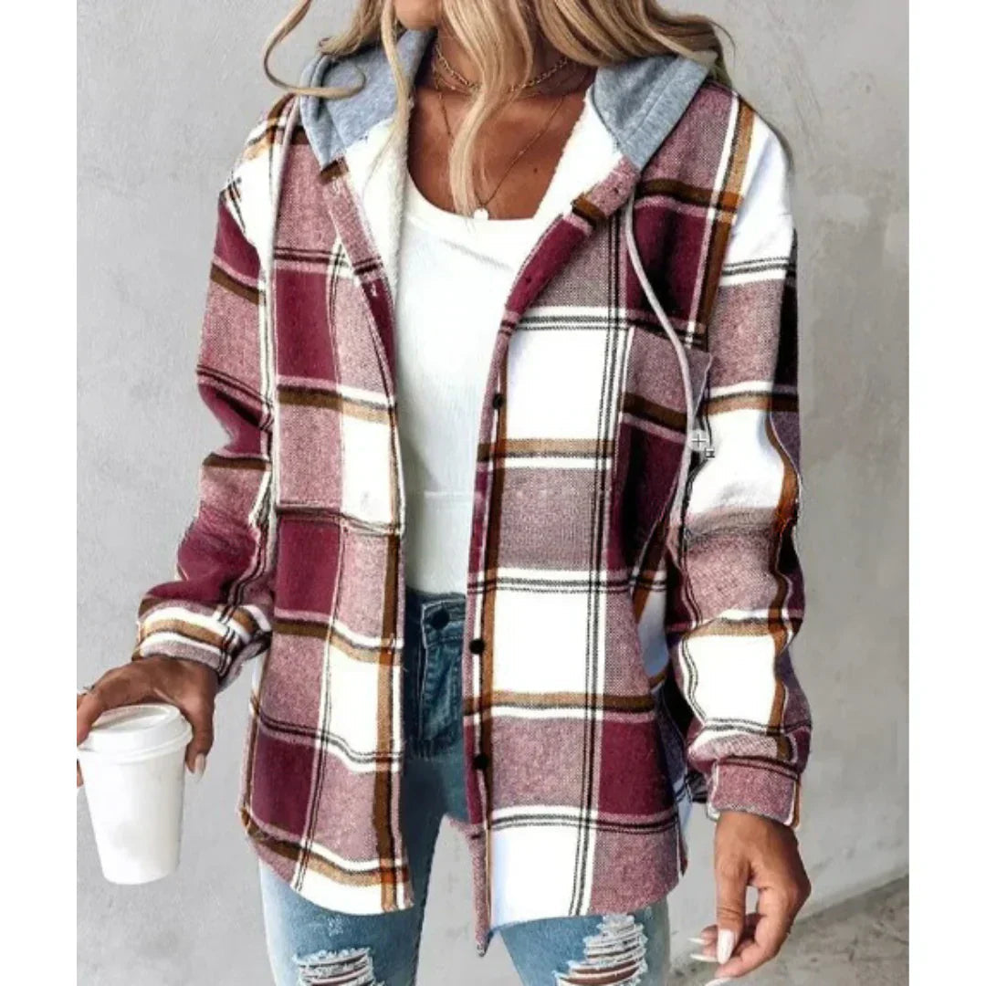 Clarene | Plaid Long-Sleeve Hoodie