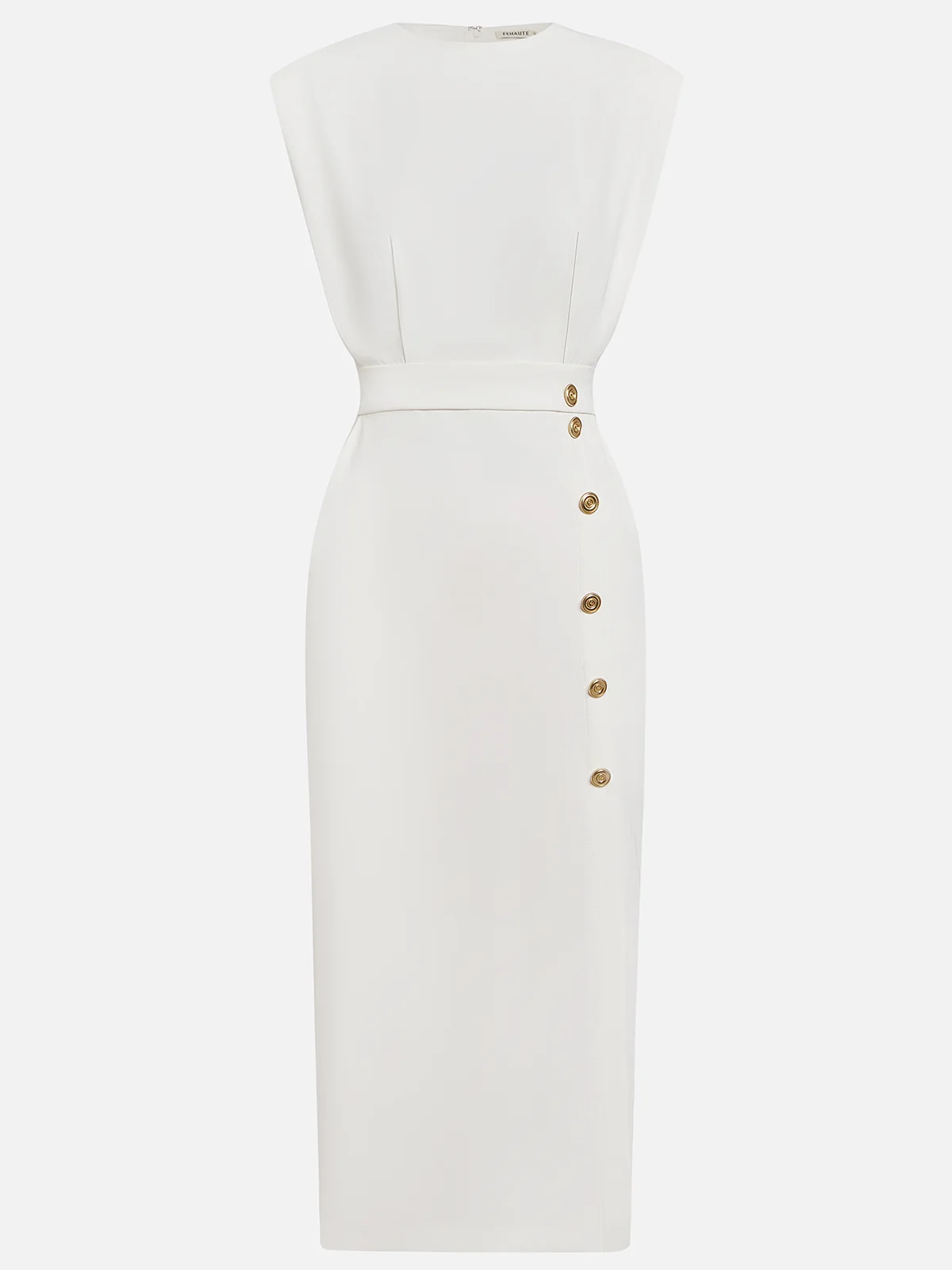 Coraline | Solid Button-Slit Midi Dress