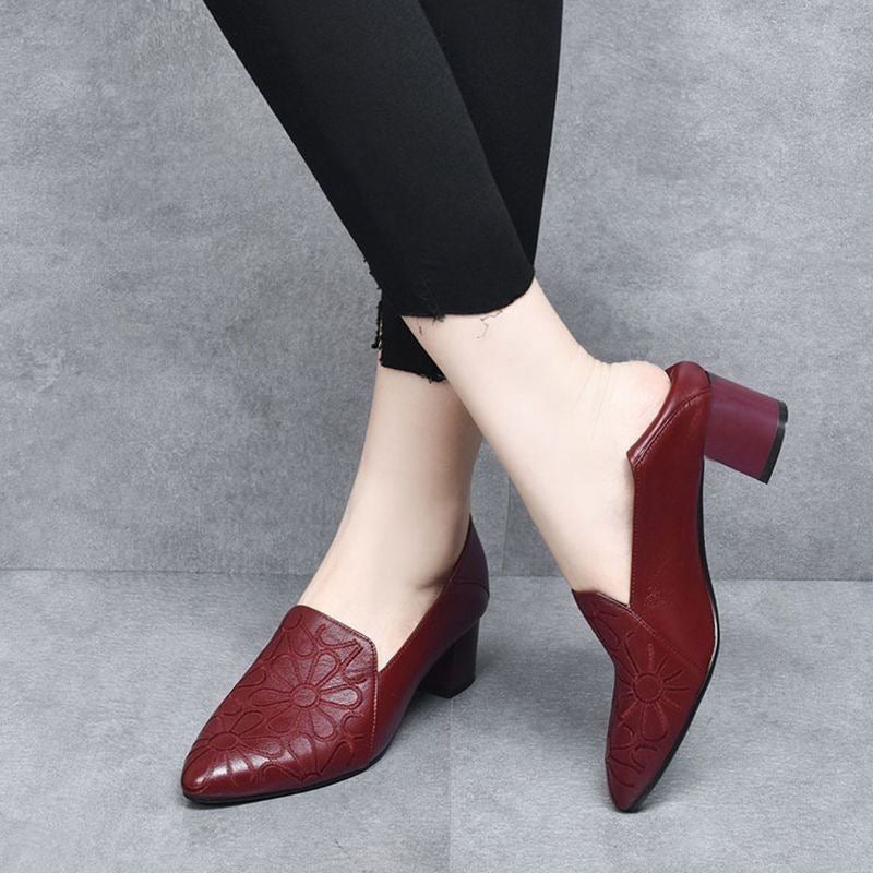 Colette | Soft Vegan Leather Embroidered Pumps