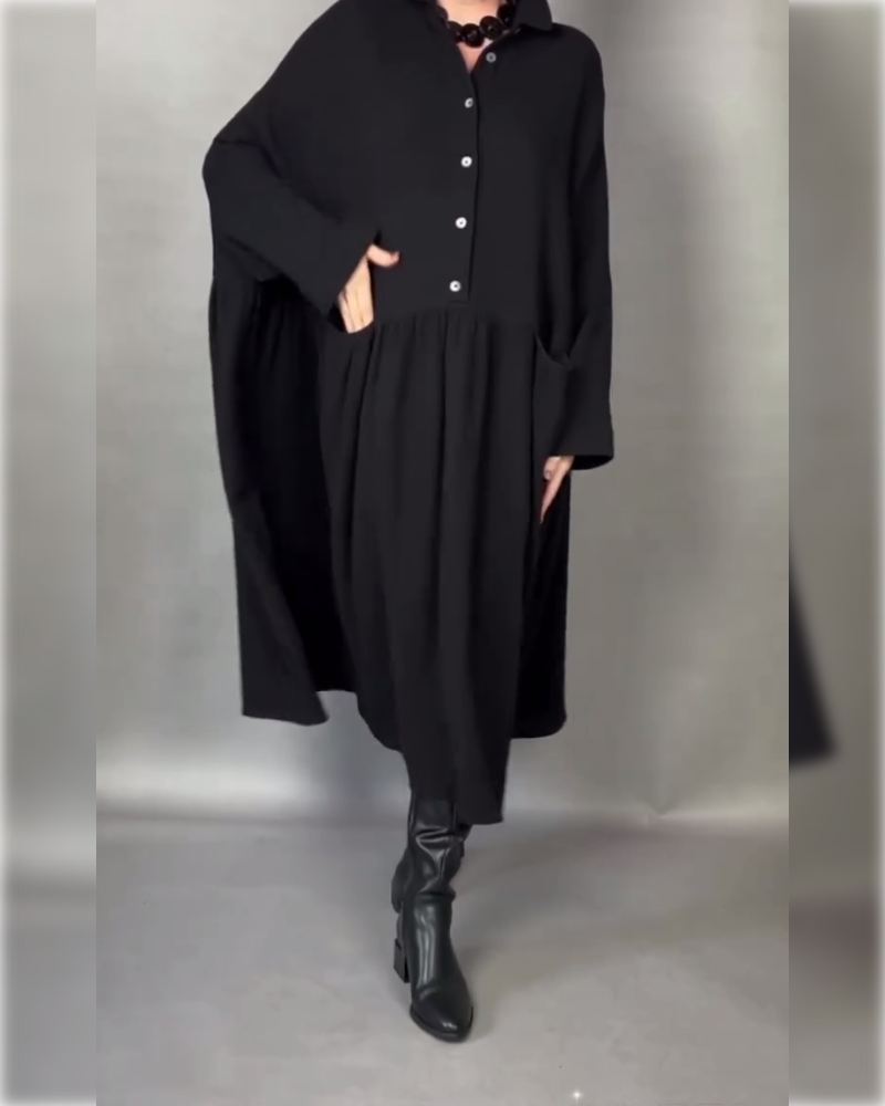 Delfina | Oversized Button Collar Dress