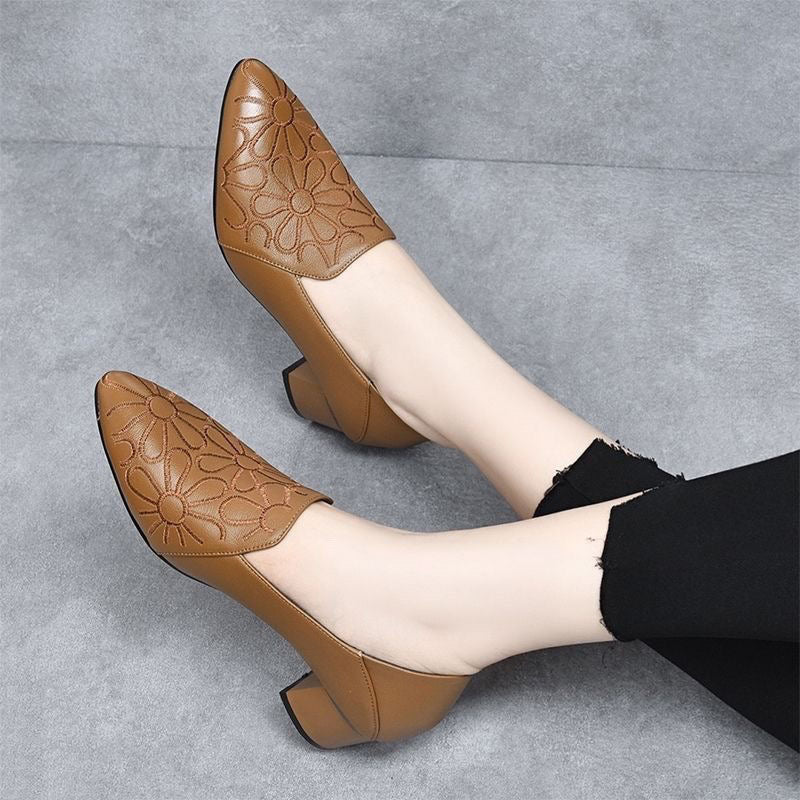 Colette | Soft Vegan Leather Embroidered Pumps
