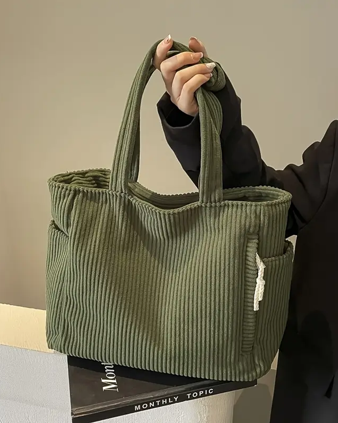 Amoria | Ribbed Tote Bag with Cord Detail