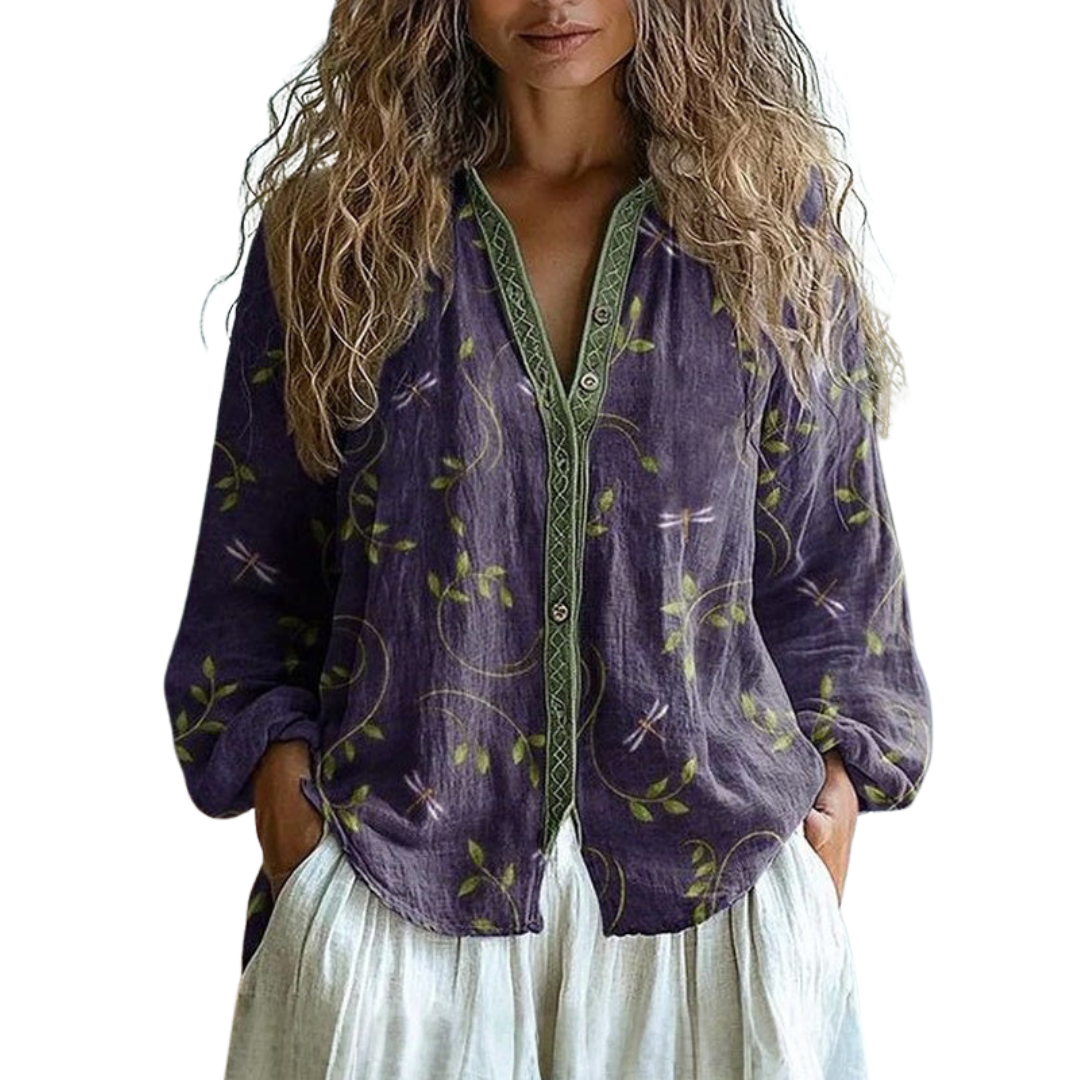 Veronica | intage Leaf Print Blouse