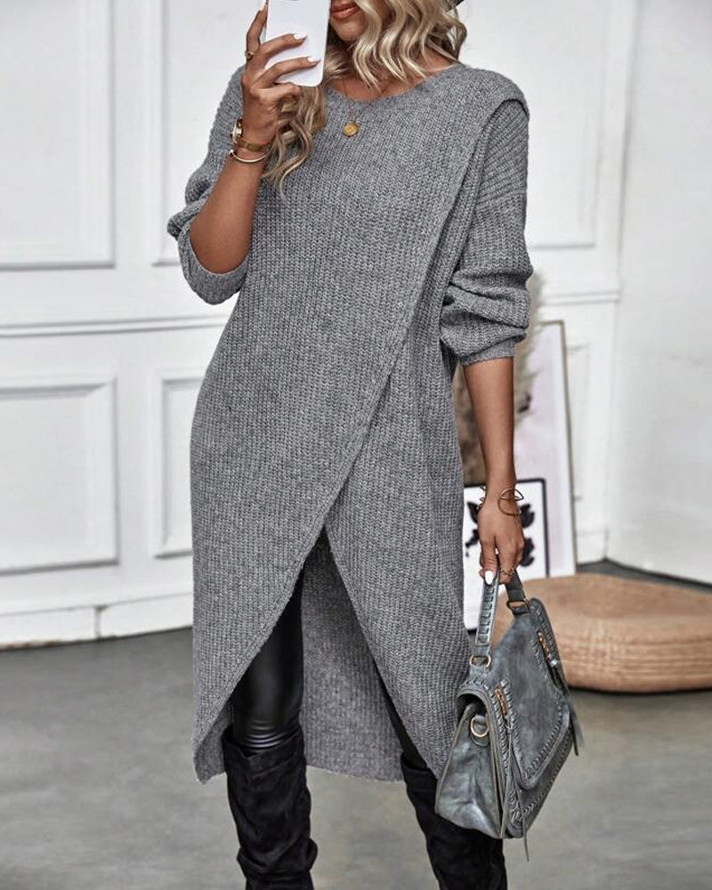 Cenelle | Long Plain Sweater Dress