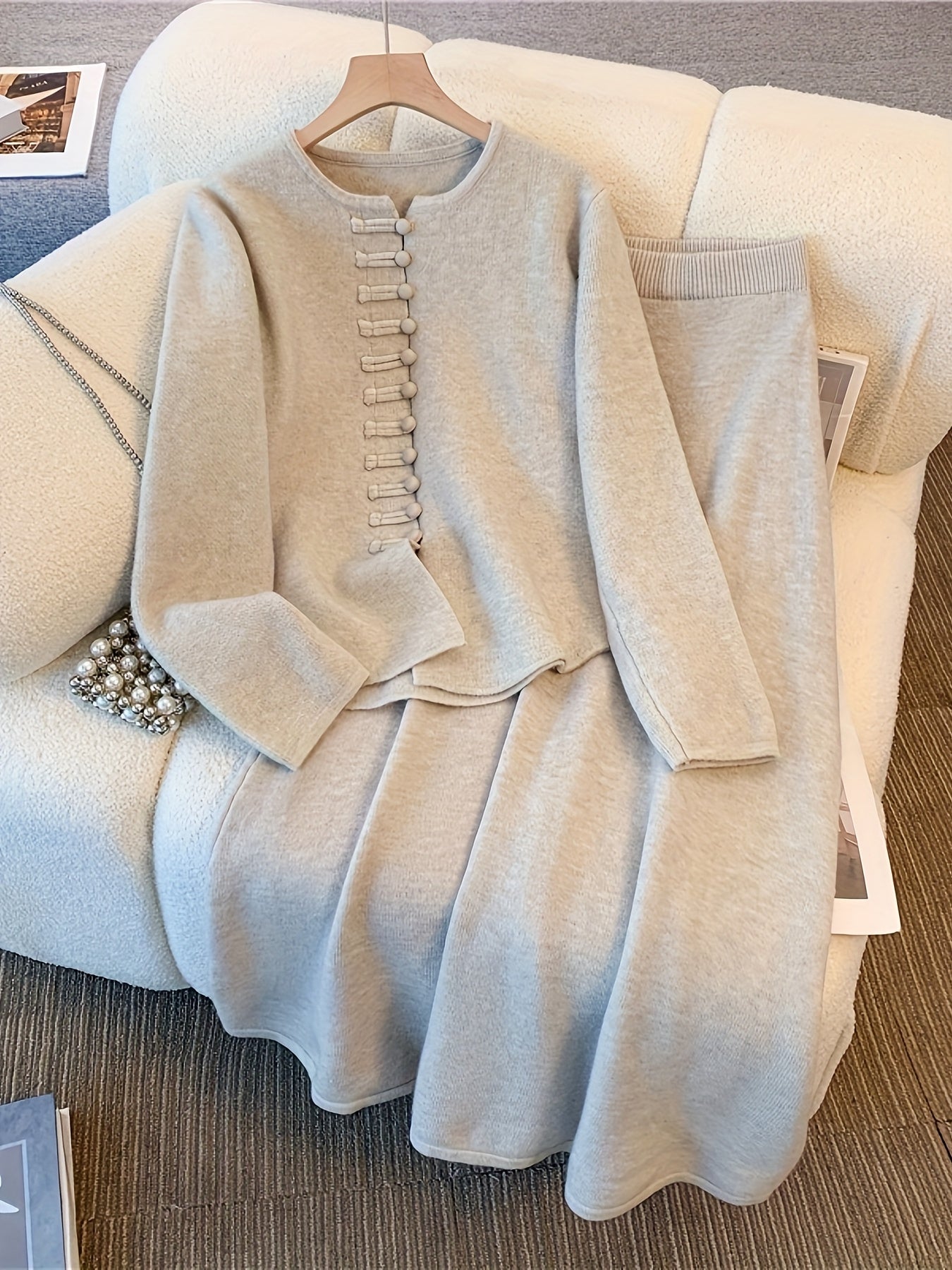 Anastasia | Button Up Cardigan Two Piece Set
