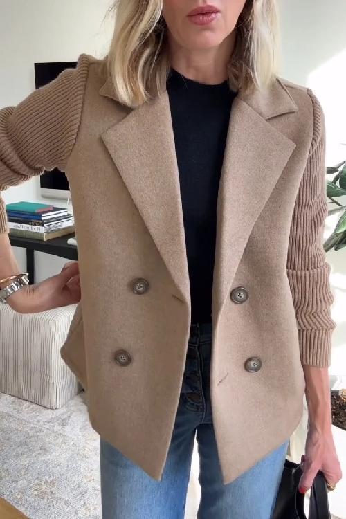 Fiona | Elegant Knit-Sleeve Blazer