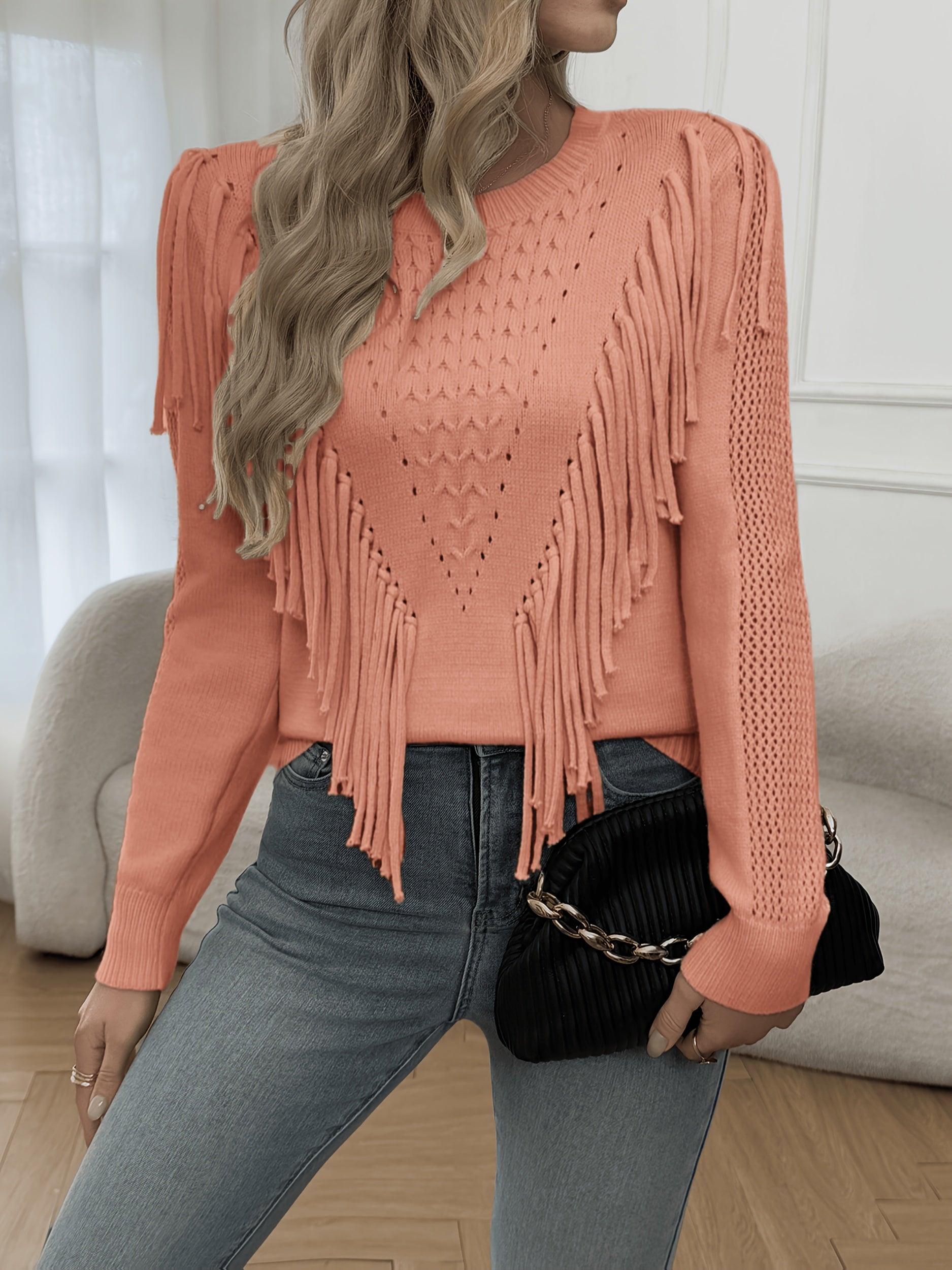 Renata | Fringed Sweater with Long Sleeve