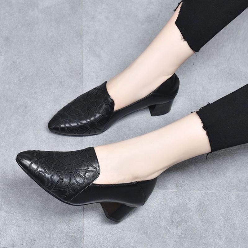 Colette | Soft Vegan Leather Embroidered Pumps
