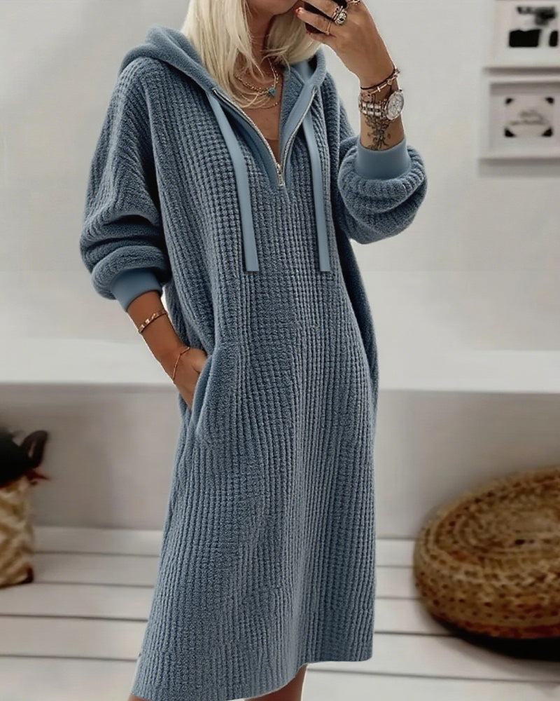 Amaris | Hooded Knit Fleece Dress