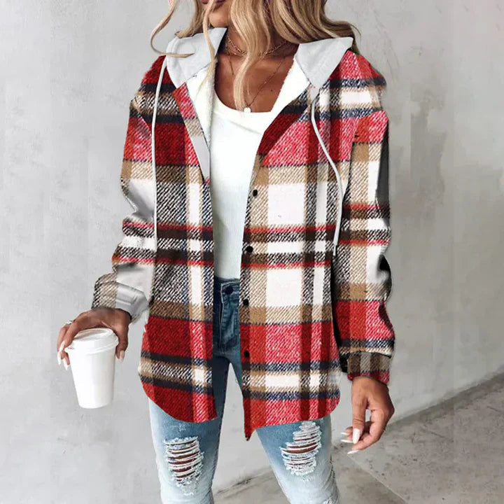 Clarene | Plaid Long-Sleeve Hoodie